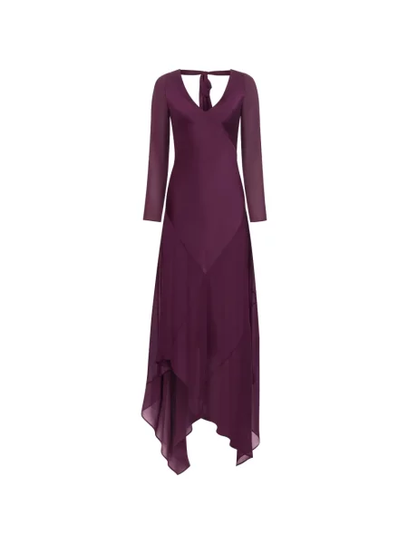 Lung rochie Nina Ricci cu funde asimetrică violet
