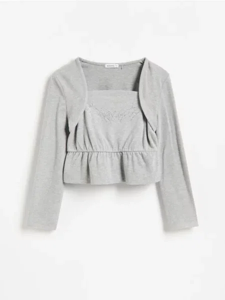Reserved Top cu bolero deschis gri