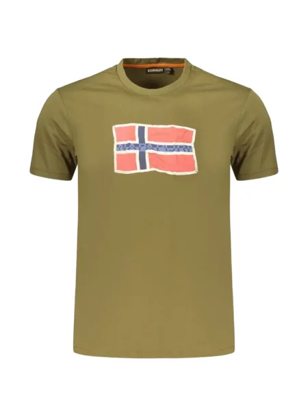 Tricou Napapijri cu imagine cu decolteu rotund verde