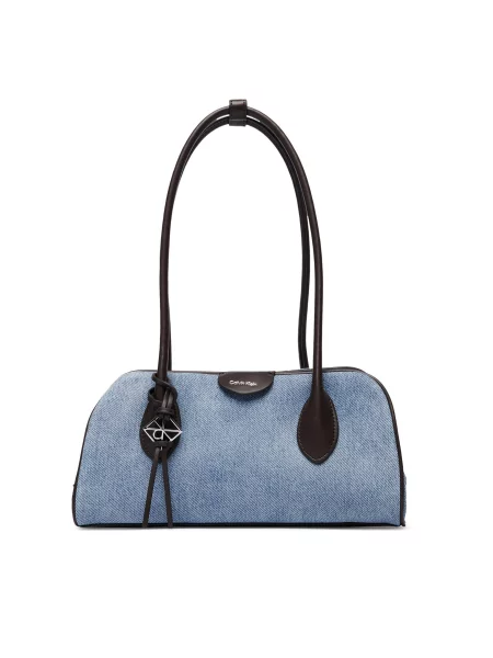 Дамска чанта Calvin Klein Emblem Trio Denim Shoulder Bag син
