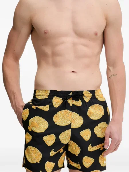 Slip de baie Nike cu cordon cu imagine tricotate albastru