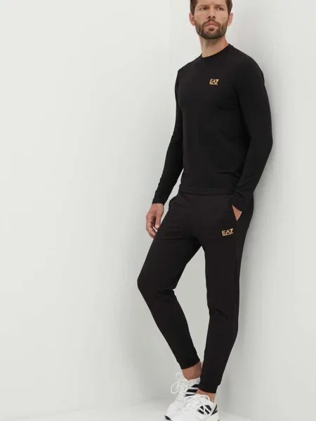 Tričko Ea7 Emporio Armani s dlhými rukávmi čierna