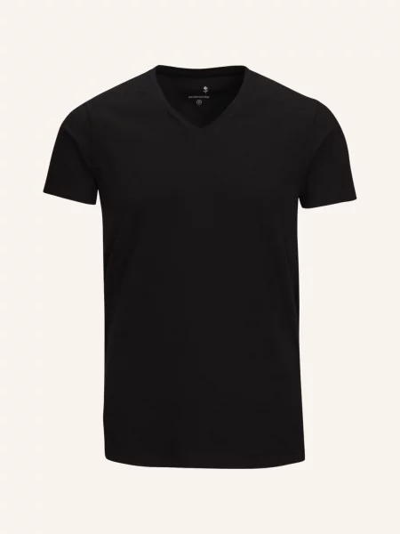 Seidensticker T-Shirt O Kroju Slim Fit schwarz czarna