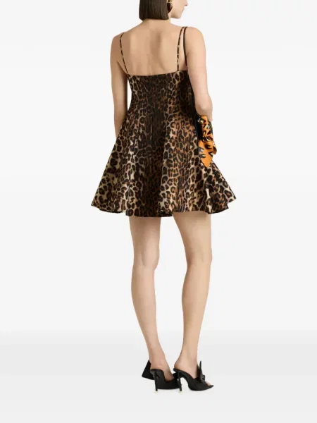 Rochie mini Givenchy cu model leopard din jacard maro