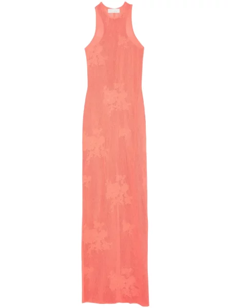 Rochie maxi Fleur Du Mal tricotate cu gât halter de costum portocaliu
