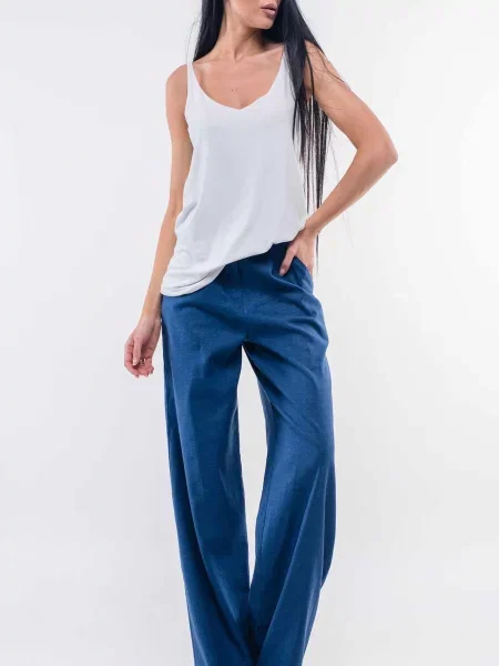 Лляні Штани палаццо RiMari синій