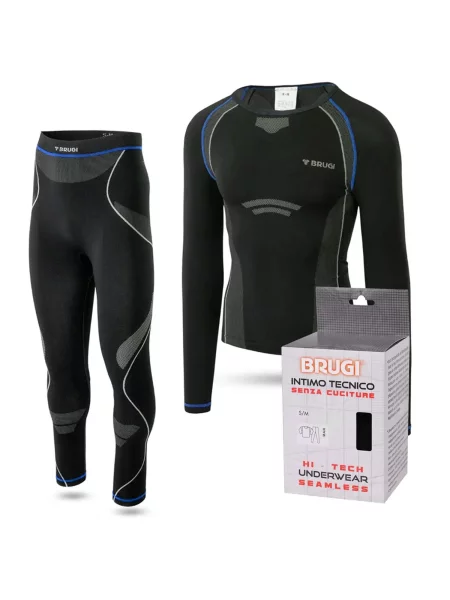 Bielizna termoaktywna BRUGI zestaw koszulka + spodnie narty góry bieganie czarna
