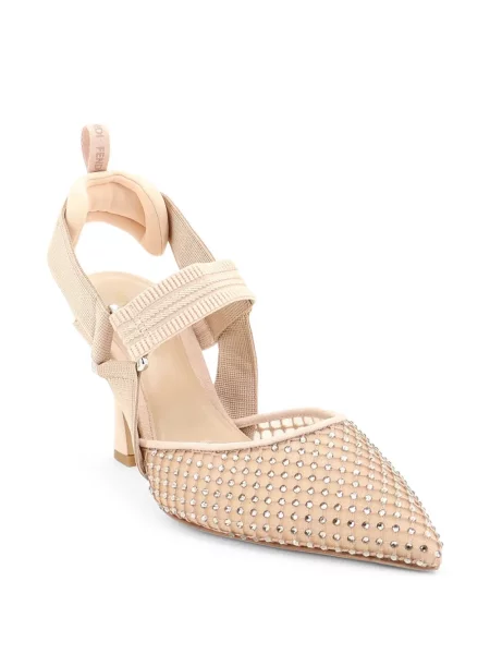 Pantofi cu toc Fendi din piele de căprioară cu toc înalt roz