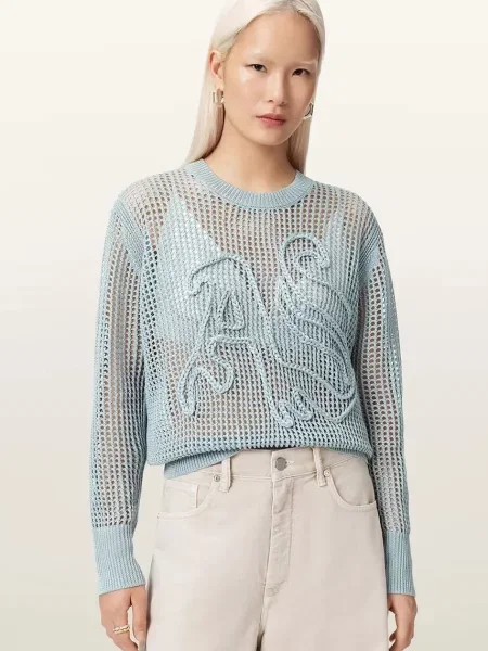AllSaints pulover z viskozo RAELYN modra