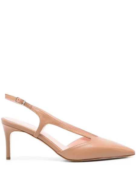 Pantofi cu toc Anna F. din piele slingback maro