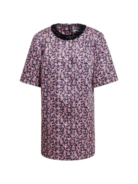 Rochie mini Essentiel Antwerp cu model floral cu imagine roz