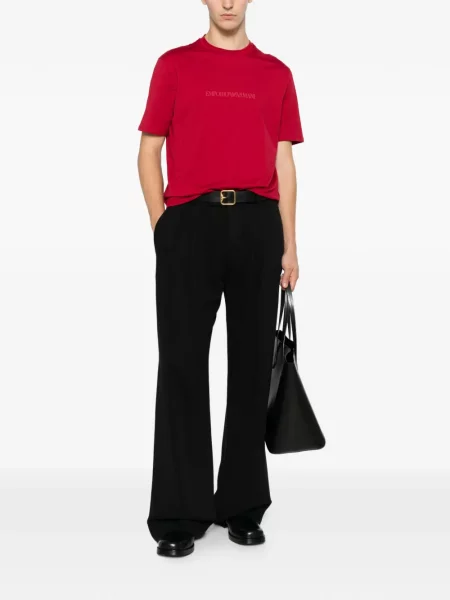 Къс тениска Emporio Armani с принт червено