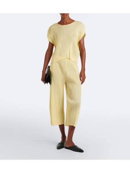 Pantaloni Pleats Please Issey Miyake galben