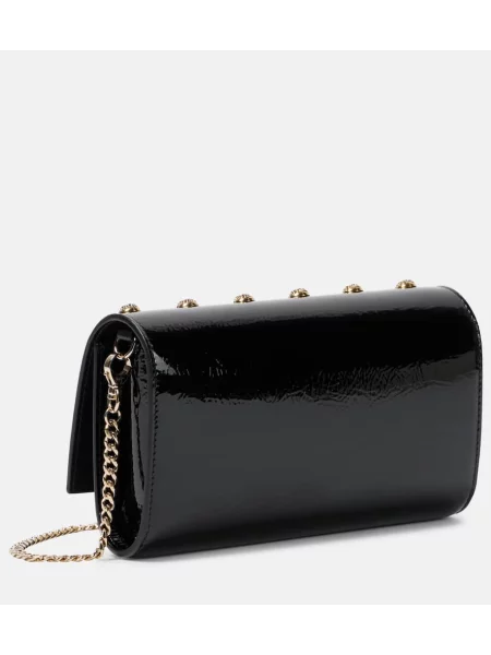 Kožený lakovaný náhrdelník Christian Louboutin čierna