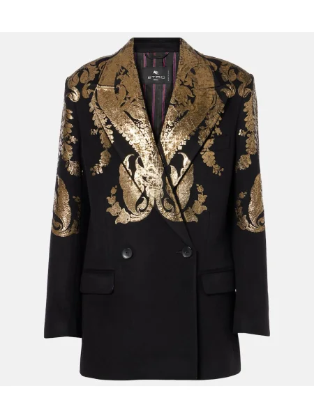 Sacou Etro de lână cu model paisley negru