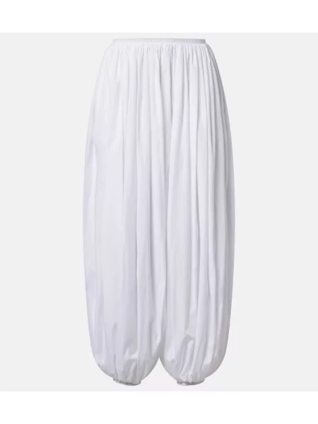 Pantaloni Alaïa cu dungi din poplin alb
