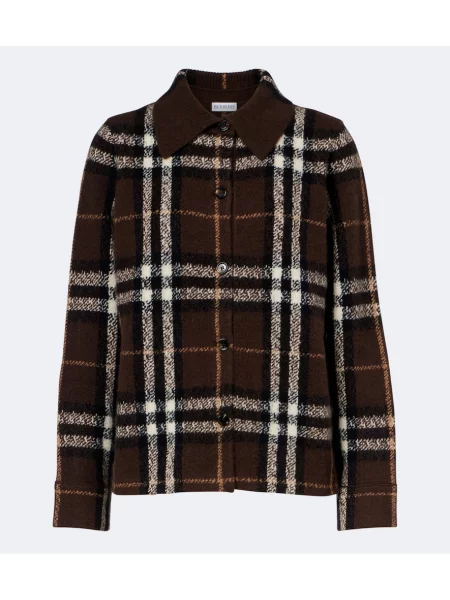 Pulover Burberry din cașmir în carouri maro