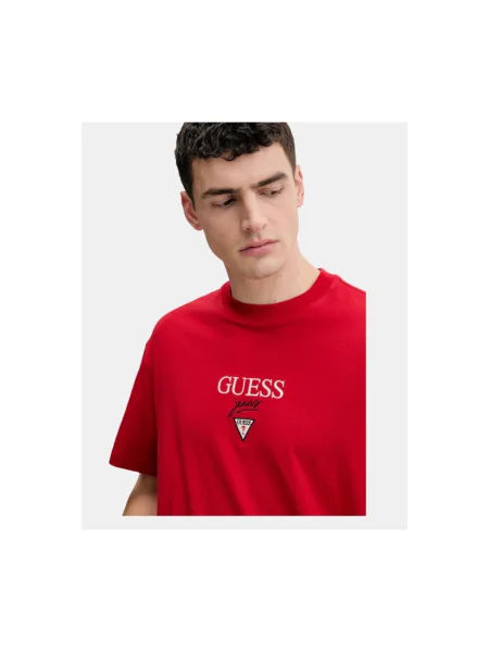 GUESS JEANS Tricou BAKER roșu / negru alb