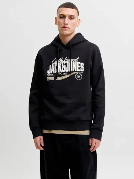 JACK & JONES Mikina tmelová / čierna biela
