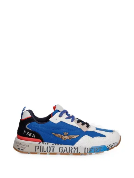 Sneakerși Aeronautica Militare cu broderie albastru