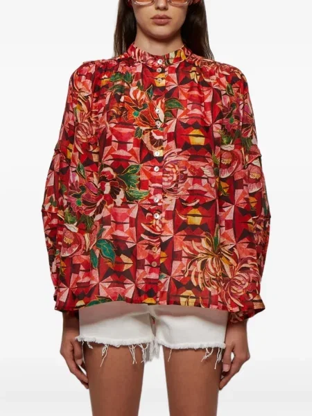 Cămașă Chufy cu model floral cu imagine lungă roșu