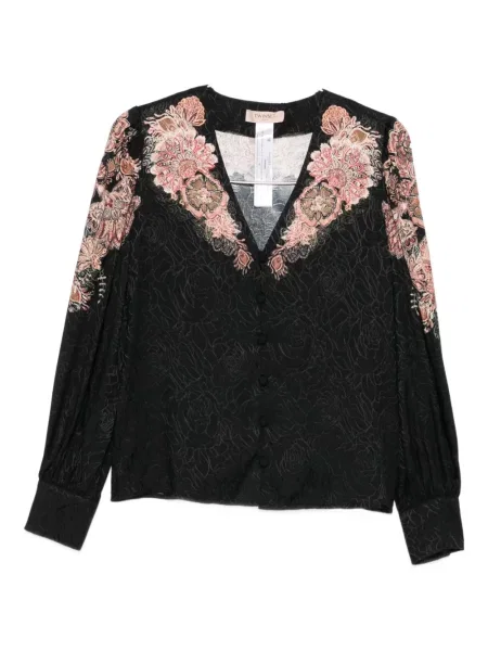 Cămașă Twinset cu model floral din dantelă gri