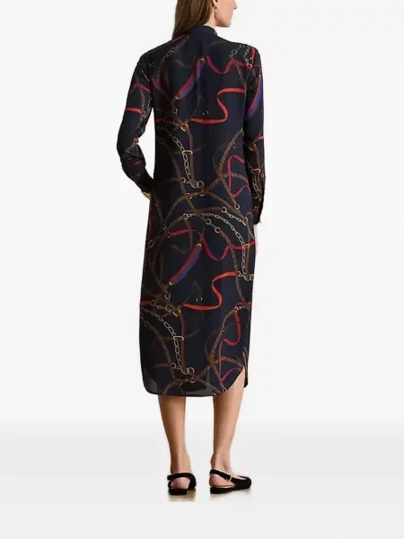 Τσάντα με λουράκι αλυσίδα Lauren Ralph Lauren με σχέδιο με μήκος μέχρι το γόνατο γραβάτες μπλε