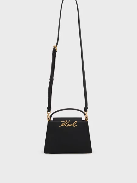 Кожаная сумка Karl Lagerfeld черная