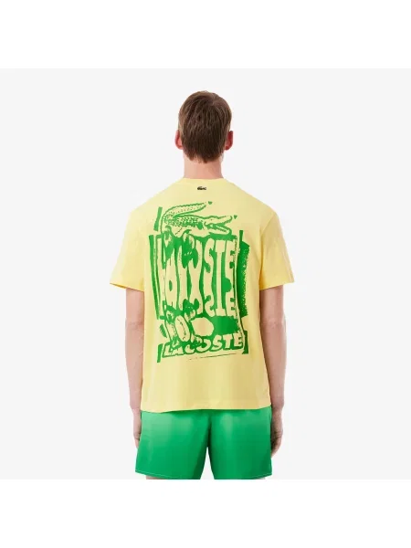 Lacoste Koszulka Z Monogramem Z Bawełnianego Dżerseju żółty