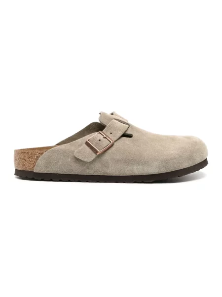 Klapki Birkenstock skórzane beżowe
