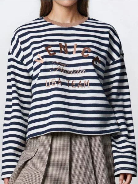 Смугаста блузка темно-синій синя