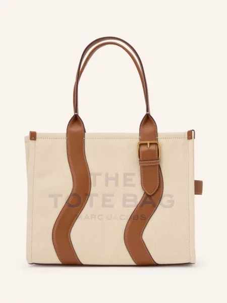 Plátěná shopper kabelka Marc Jacobs béžová