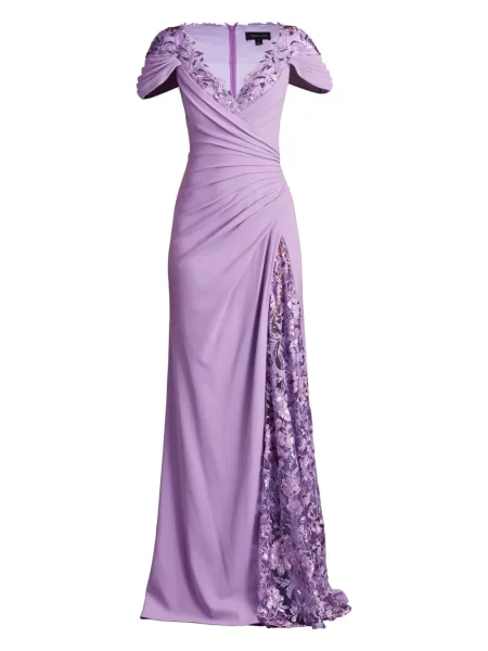 Sukienka Tadashi Shoji drapowana fioletowa