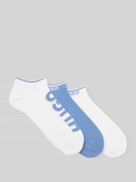 Skarpety do sneakersów z mieszanki bawełny w zestawie 3 szt. Hugo niebieskie
