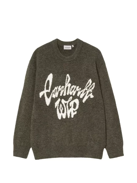 Pulover Carhartt Wip cu autograf verde