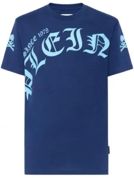 Tricou Philipp Plein cu imagine albastru