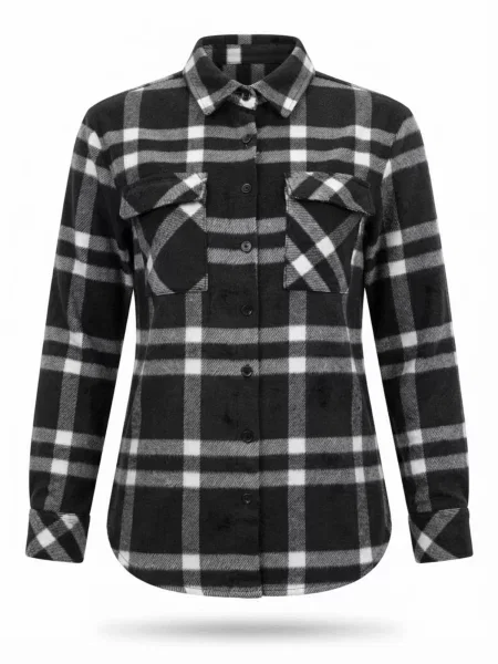 Radwa Bluză Comfy Heavyweight Flannel Shirt negru alb