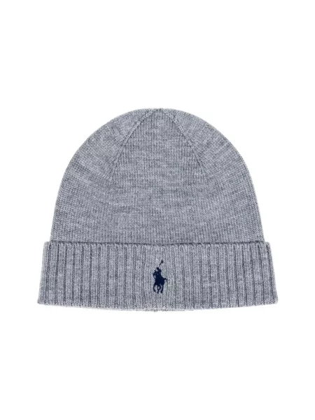 Polo Ralph Lauren czapka wełniana z cienkiej dzianiny wełniana szary