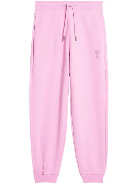 Pantaloni Ami Paris cu broderie roz