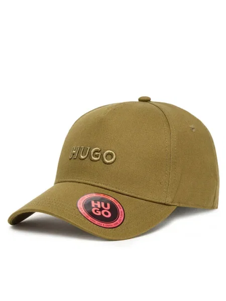 Шапка с козирка HUGO черно с апликация зелено
