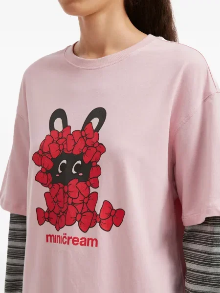 Top Mini Cream cu decolteu rotund roz