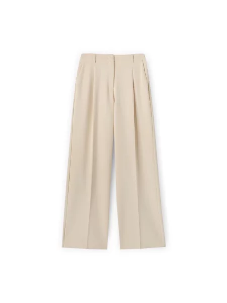 Spodnie palazzo Motivi z krepy beżowe