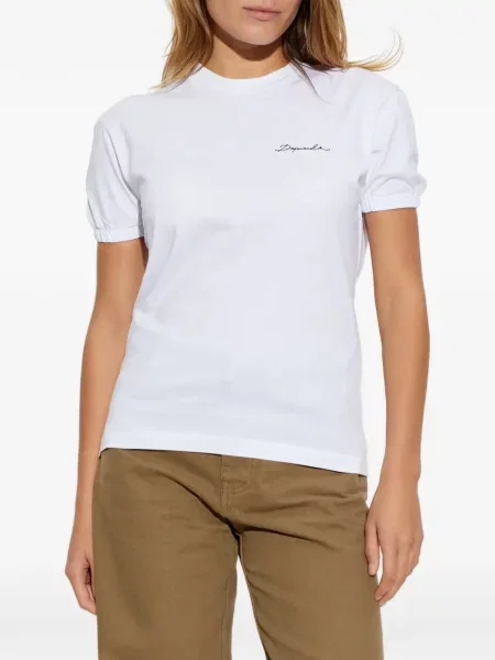 Tricou Dsquared2 cu broderie alb