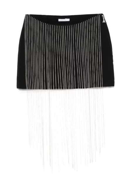 Fusta mini Patrizia Pepe cu franjuri negru