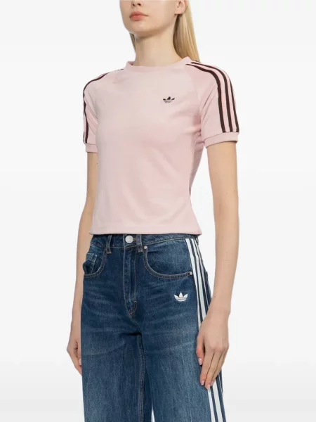 Μπλούζα Adidas με αυτόγραφο με κορδόνι με λαιμόκοψη v καφέ