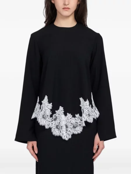 Bluză Beaufille din dantelă negru