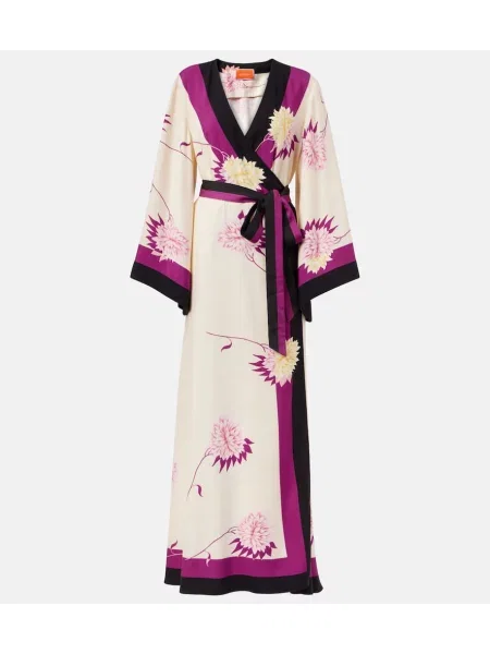 Jedwabna sukienka La Doublej w kwiatki kopertowa