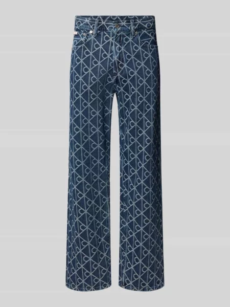 Jeansy z prostą nogawką i detalem z logo Calvin Klein Jeans niebieskie