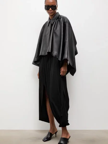 Answear.LAB Jachetă pentru femei din piele VEXA Unscripted Collection negru