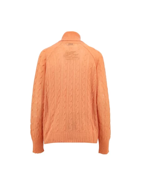 Sweter z golfem Etro z kaszmiru do golfa pomarańczowy